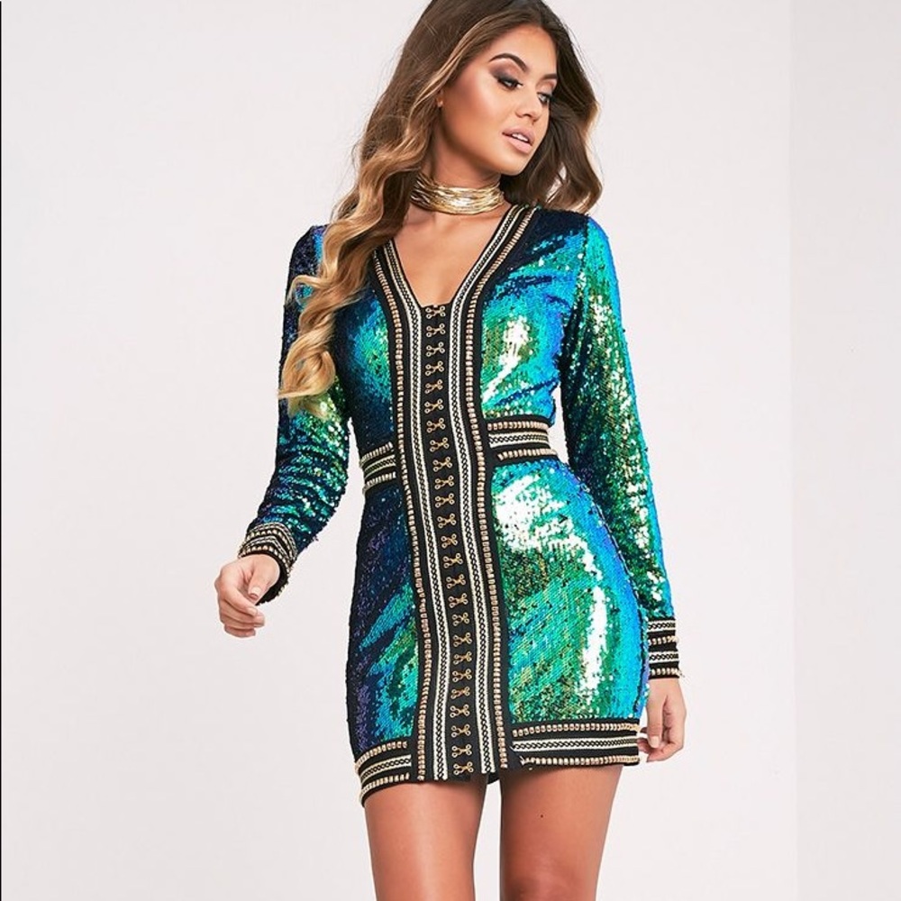 Premium Green/Blue Sequin Dress